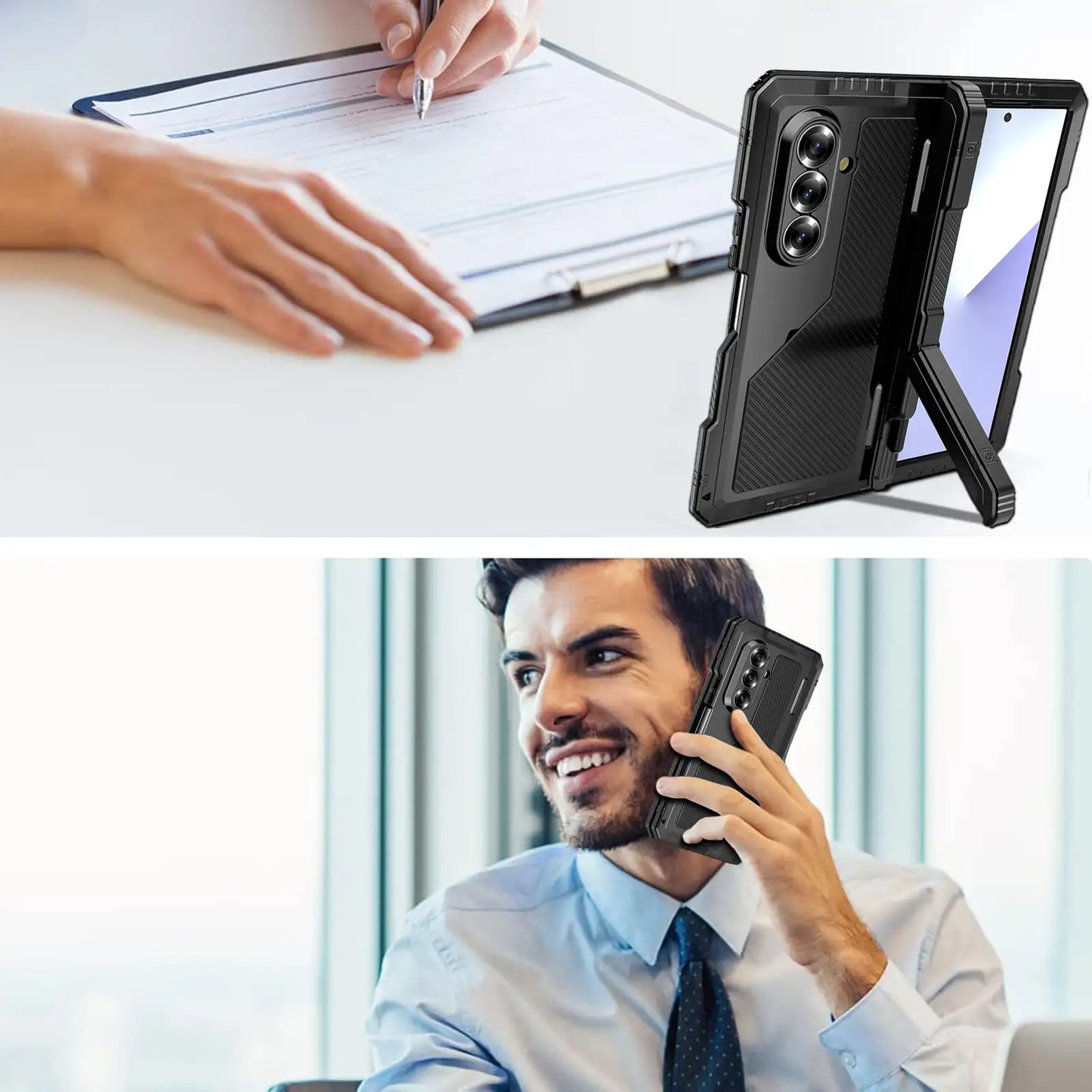 Galaxy Z Fold7 Full Body Hard Shockproof LifeProof Metal Case Heavy Duty Military Grade Armor Cover Responsive Button Built In Screen Protector Raised Camera Edge All In One