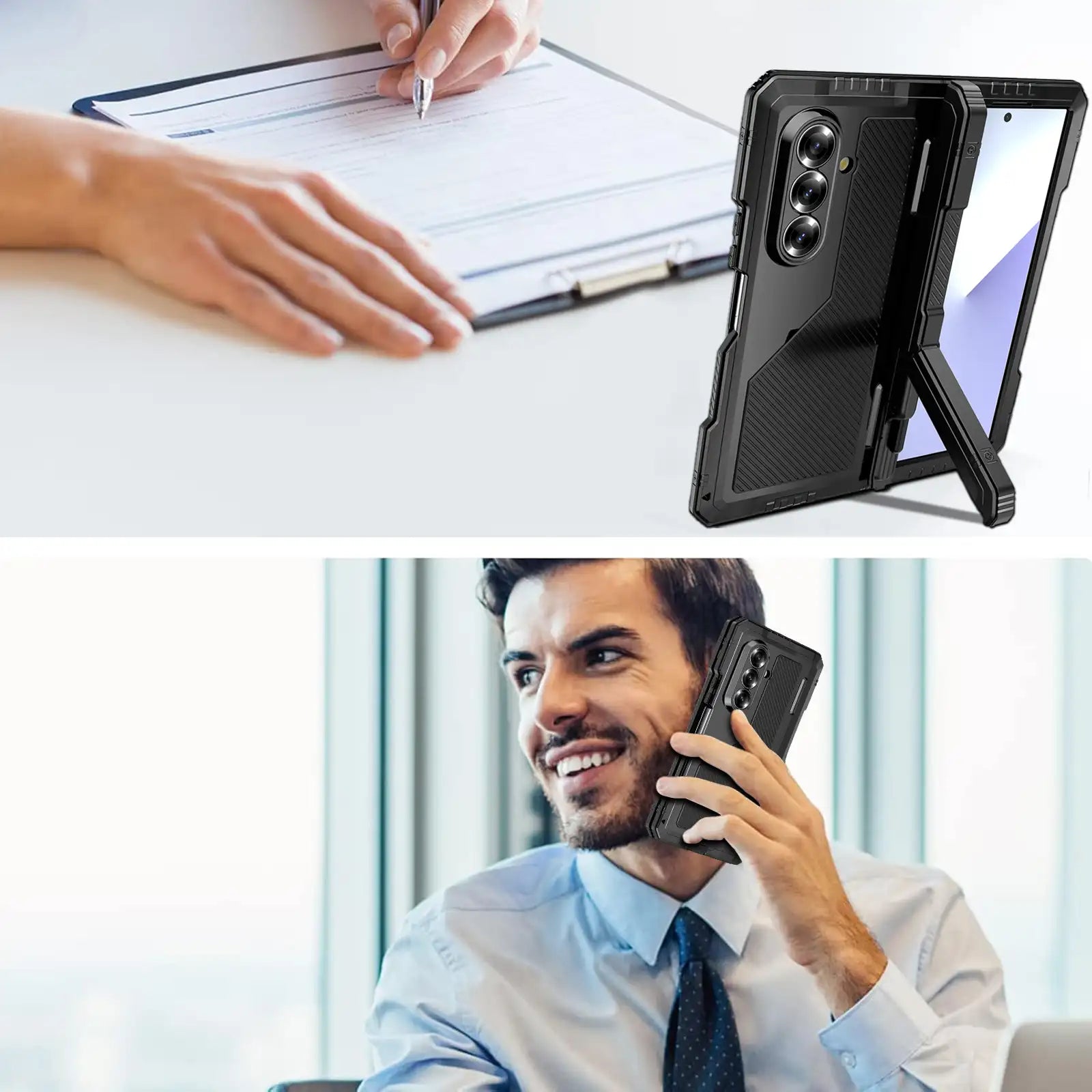 Galaxy Z Fold7 Full Body Hard Shockproof LifeProof Metal Case Heavy Duty Military Grade Armor Cover Responsive Button Built In Screen Protector Raised Camera Edge All In One