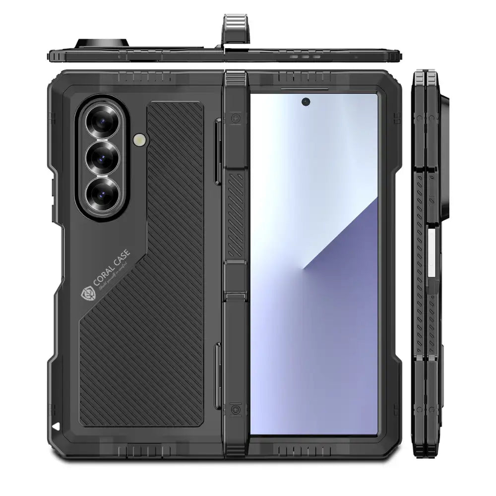 Galaxy Z Fold7 Full Body Hard Shockproof LifeProof Metal Case Heavy Duty Military Grade Armor Cover Responsive Button Built In Screen Protector Raised Camera Edge Desectinon View