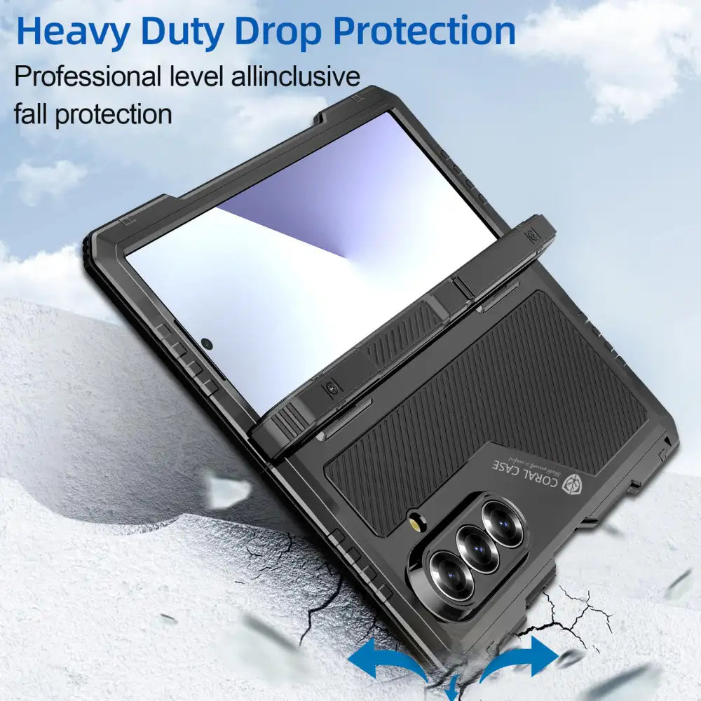 Galaxy Z Fold7 Full Body Hard Shockproof LifeProof Metal Case Heavy Duty Military Grade Armor Cover Responsive Button Built In Screen Protector Raised Camera Edge Drop Protection