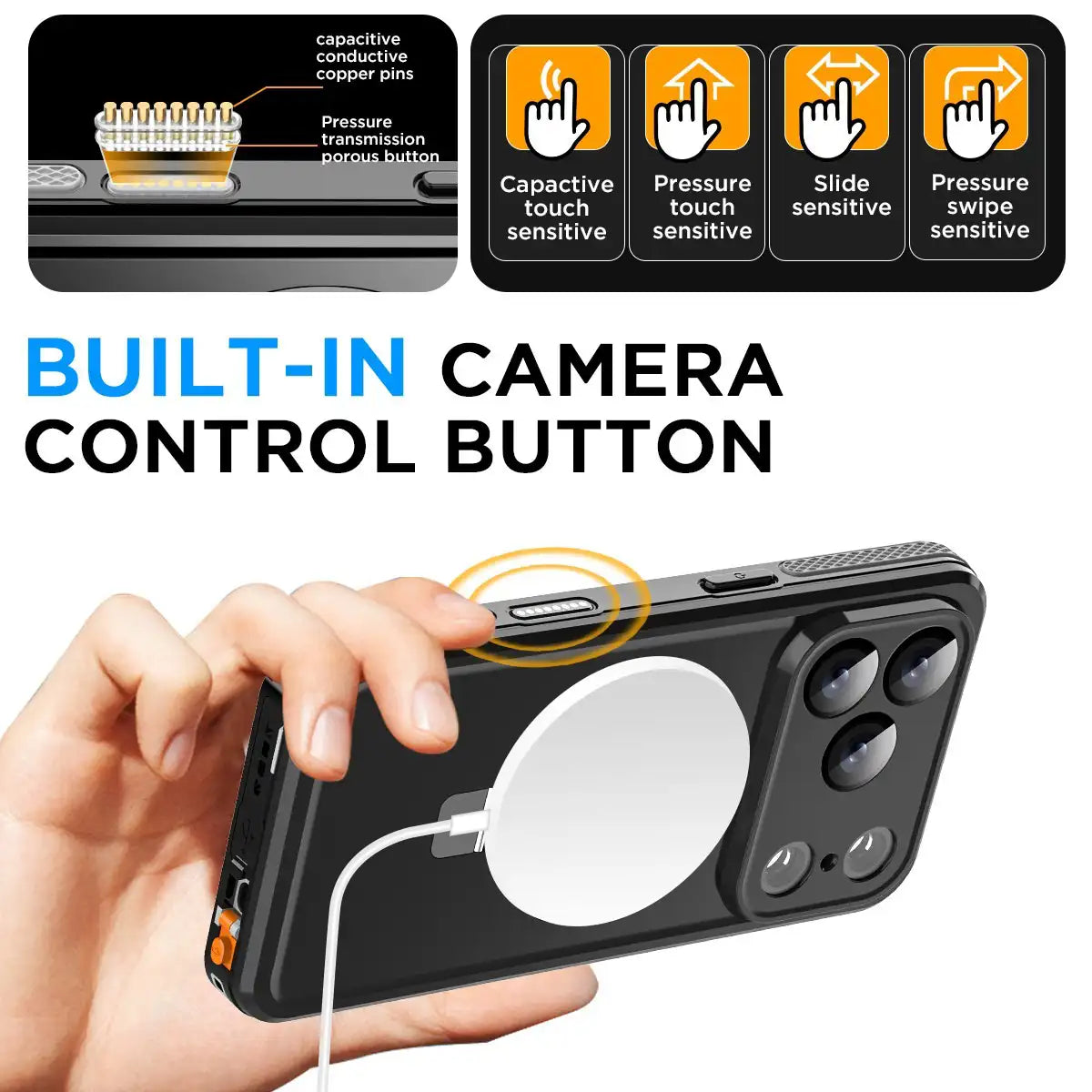 CORAL CASE iPhone 17 Pro Full Body Waterproof Shockproof Lifeproof MagSafe Kickstand Case Built In Camera Button