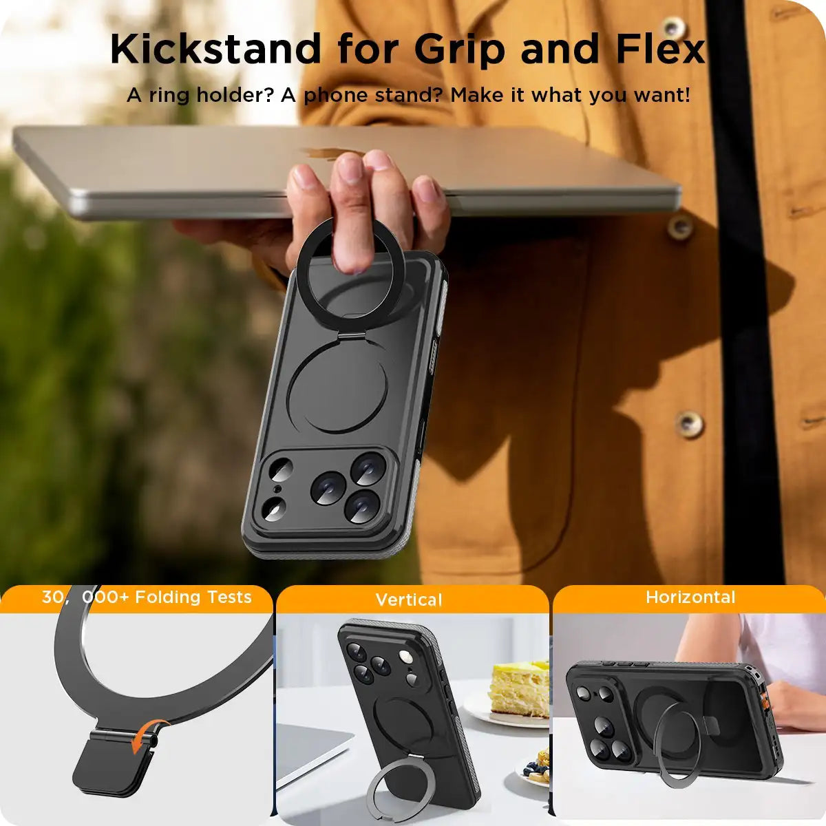 CORAL CASE iPhone 17 Pro Full Body Waterproof Shockproof Lifeproof MagSafe Kickstand Case Kickstand For Grip And Flex