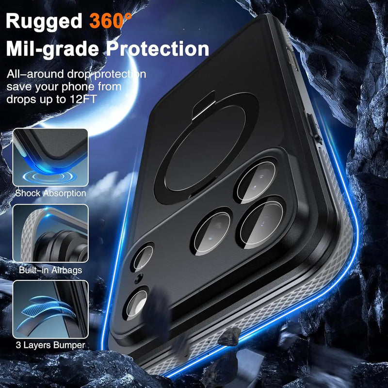 CORAL CASE iPhone 17 Pro Full Body Waterproof Shockproof Lifeproof MagSafe Kickstand Case Military Grade Protection