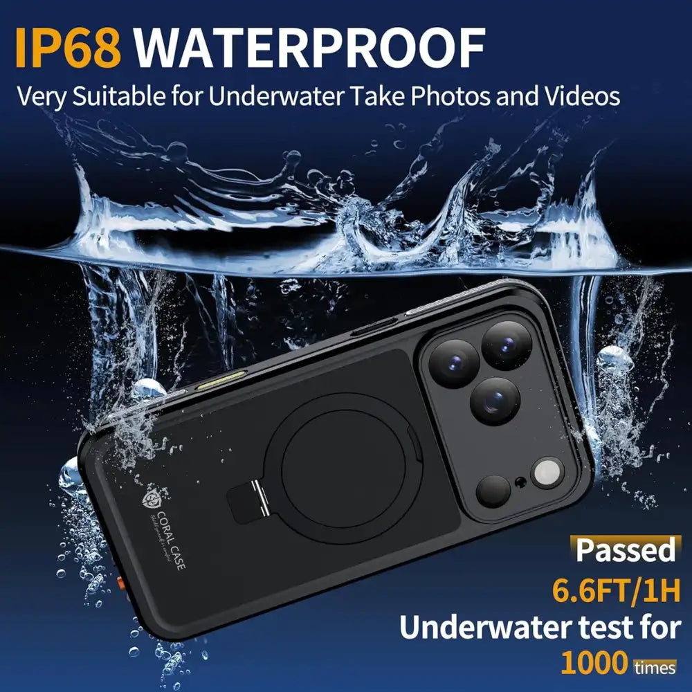 CORAL CASE iPhone 17 Pro Full Body Waterproof Shockproof Lifeproof MagSafe Kickstand Case Waterproof Undwerwater for 60 minutes