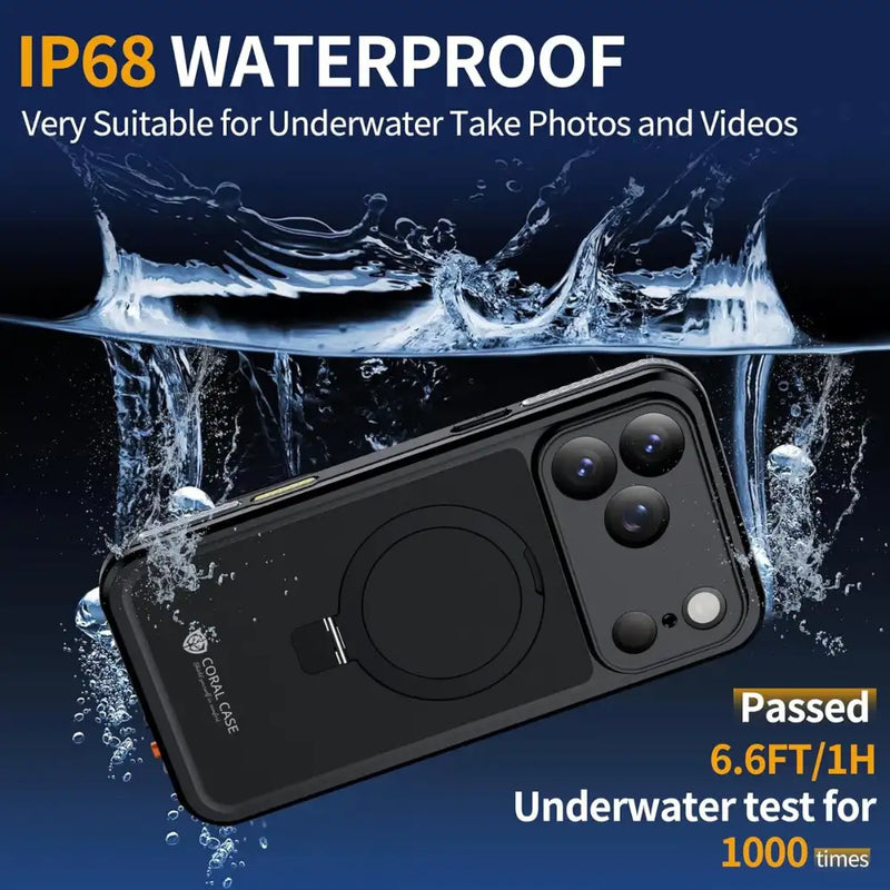 CORAL CASE iPhone 17 Pro Full Body Waterproof Shockproof Lifeproof MagSafe Kickstand Case Waterproof Undwerwater for 60 minutes