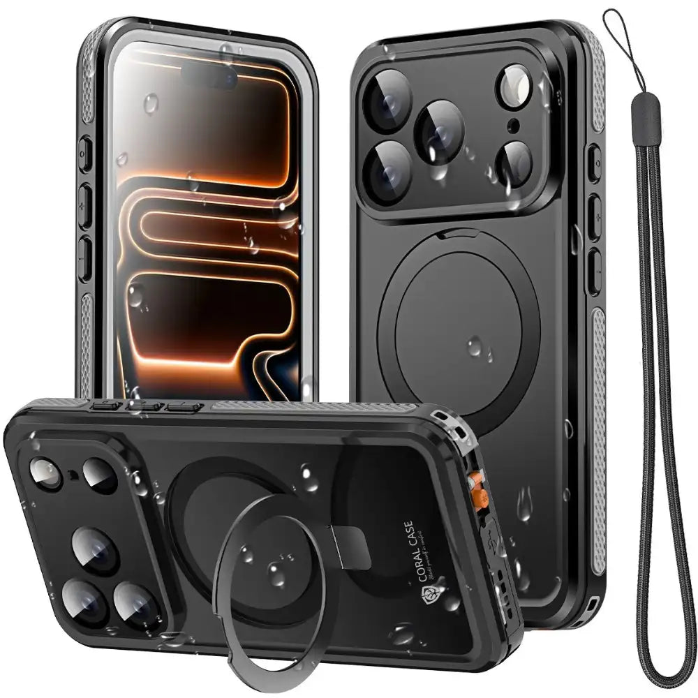 CORAL CASE iPhone 17 Pro Full Body Waterproof Shockproof Lifeproof MagSafe Kickstand Case