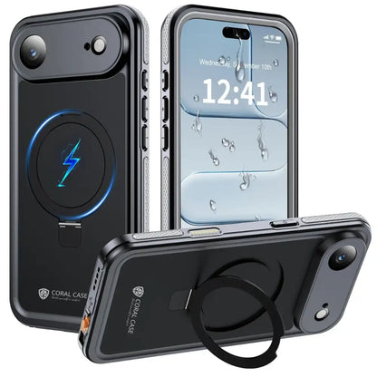 CORAL CASE iPhone 17 Air Full Body Waterproof Shockproof Lifeproof MagSafe Kickstand Case