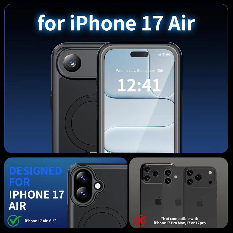 CORAL CASE iPhone 17 Air Full Body Waterproof Shockproof Lifeproof MagSafe Kickstand Case Design