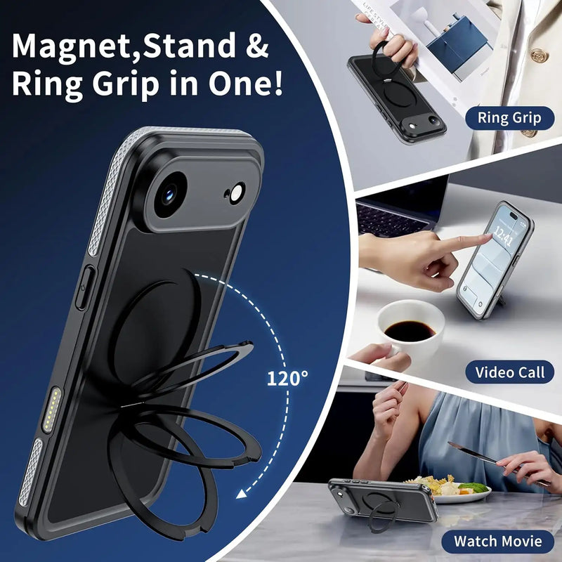 CORAL CASE iPhone 17 Air Full Body Waterproof Shockproof Lifeproof MagSafe Kickstand Case Magnet Stand Ring All In One