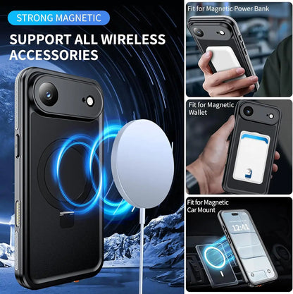 CORAL CASE iPhone 17 Air Full Body Waterproof Shockproof Lifeproof MagSafe Kickstand Case Support Wireless Charging