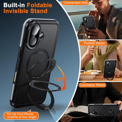 CORAL CASE iPhone 17(6.3) Full Body Waterproof Shockproof Lifeproof MagSafe Kickstand Case Built In Stand