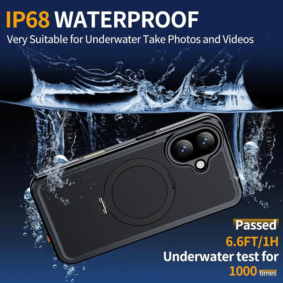 CORAL CASE iPhone 17(6.3) Full Body Waterproof Shockproof Lifeproof MagSafe Kickstand Case iP68 Waterproof Under 6.6FT for 60 Minutes