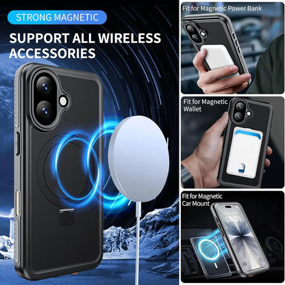 CORAL CASE iPhone 17(6.3) Full Body Waterproof Shockproof Lifeproof MagSafe Kickstand Case Wireless Charging