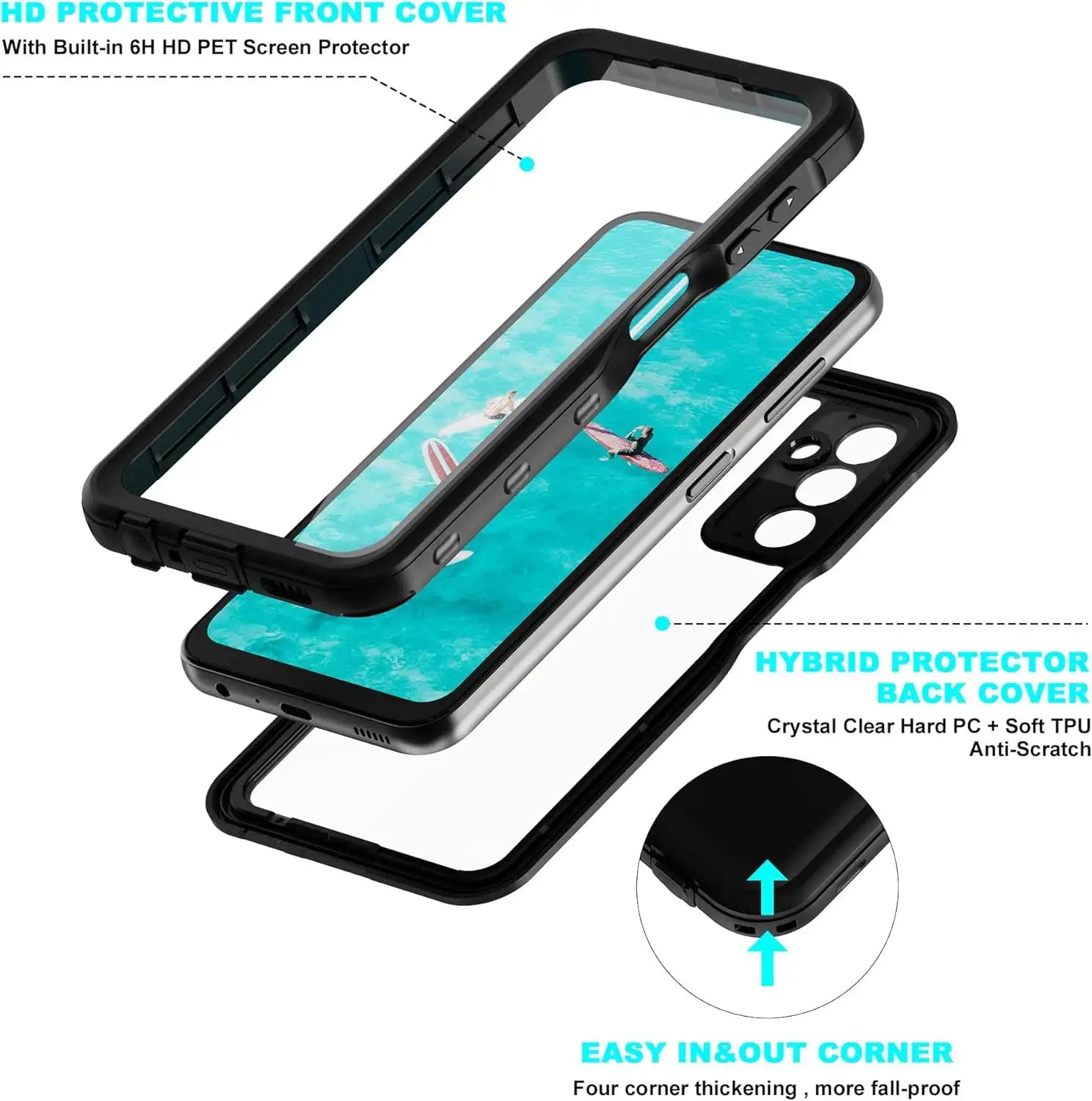 Samsung Galaxy A25 5G Full Body IP68 Lifeproof Waterproof Shockproof Snowproof Dustproof Coral Case 360 Degree Protection