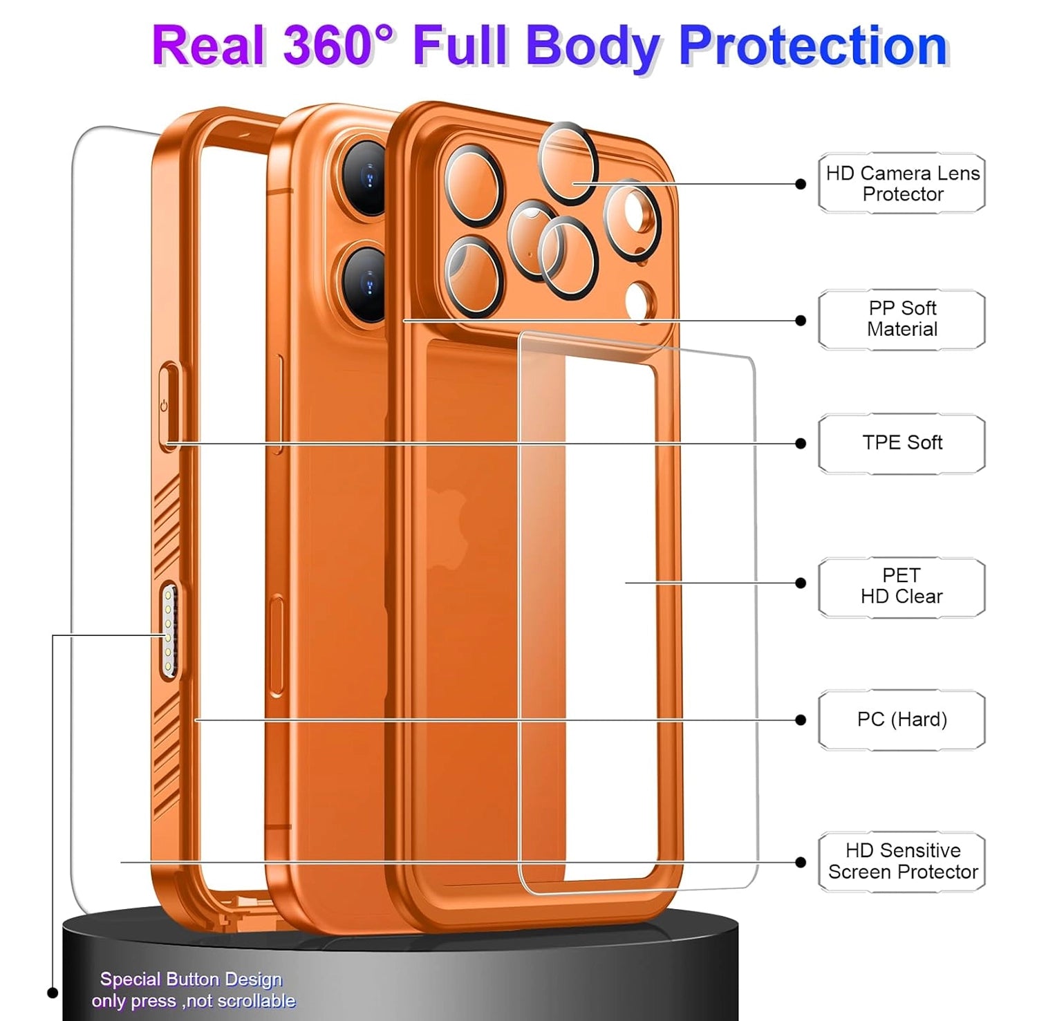 CORAL CASE iPhone 17 Pro Full Body Waterproof Case + Magsafe [OrangeClear] all view