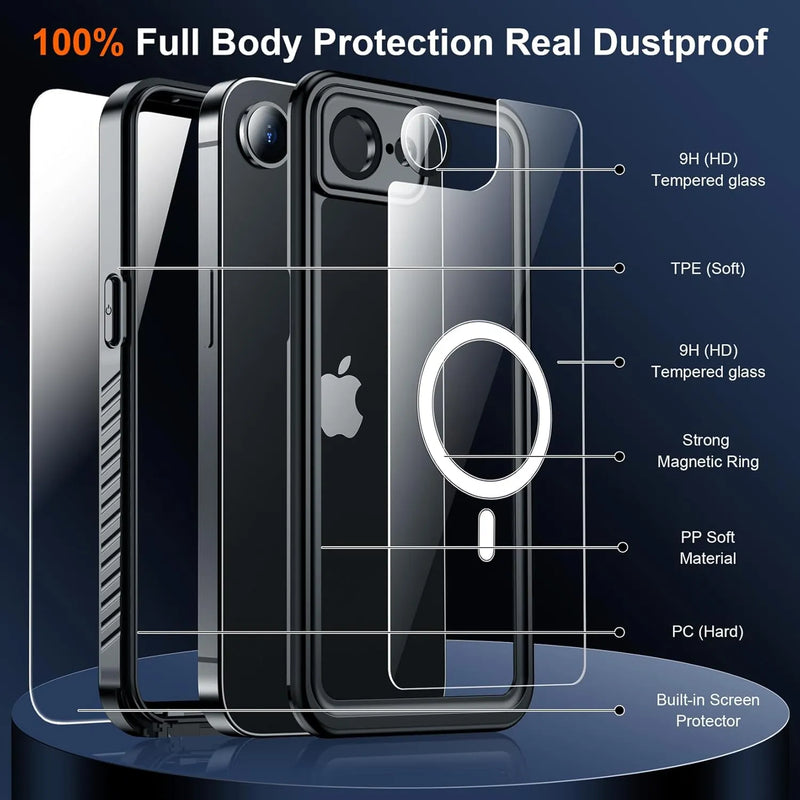 Coral Case iPhone 17e Lifeproof IP68 Waterproof Shockproof MagSafe Case Desection View