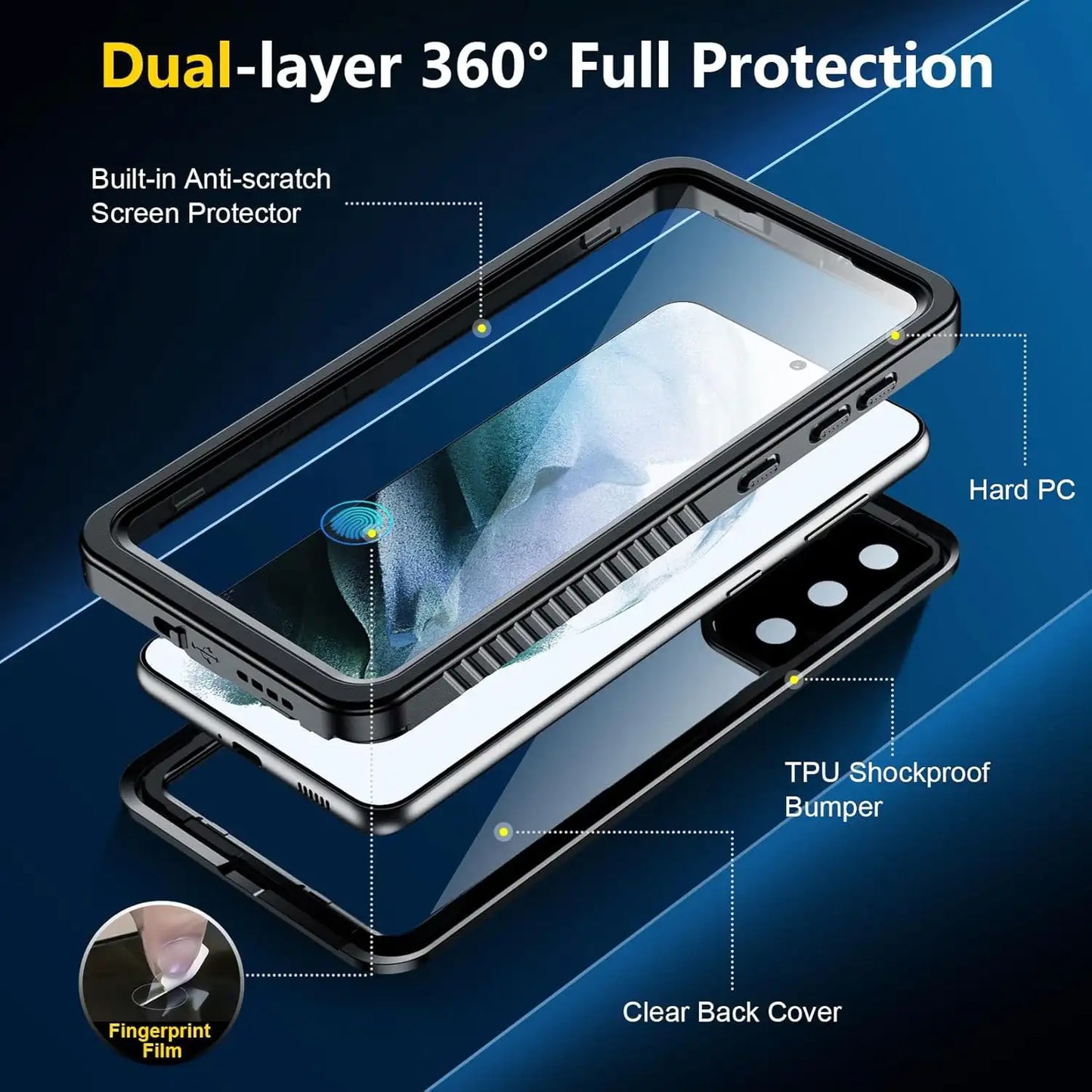 Samsung S21 Plus Waterproof Shockproof Lifeproof Full Body Case 360 Degree Protection