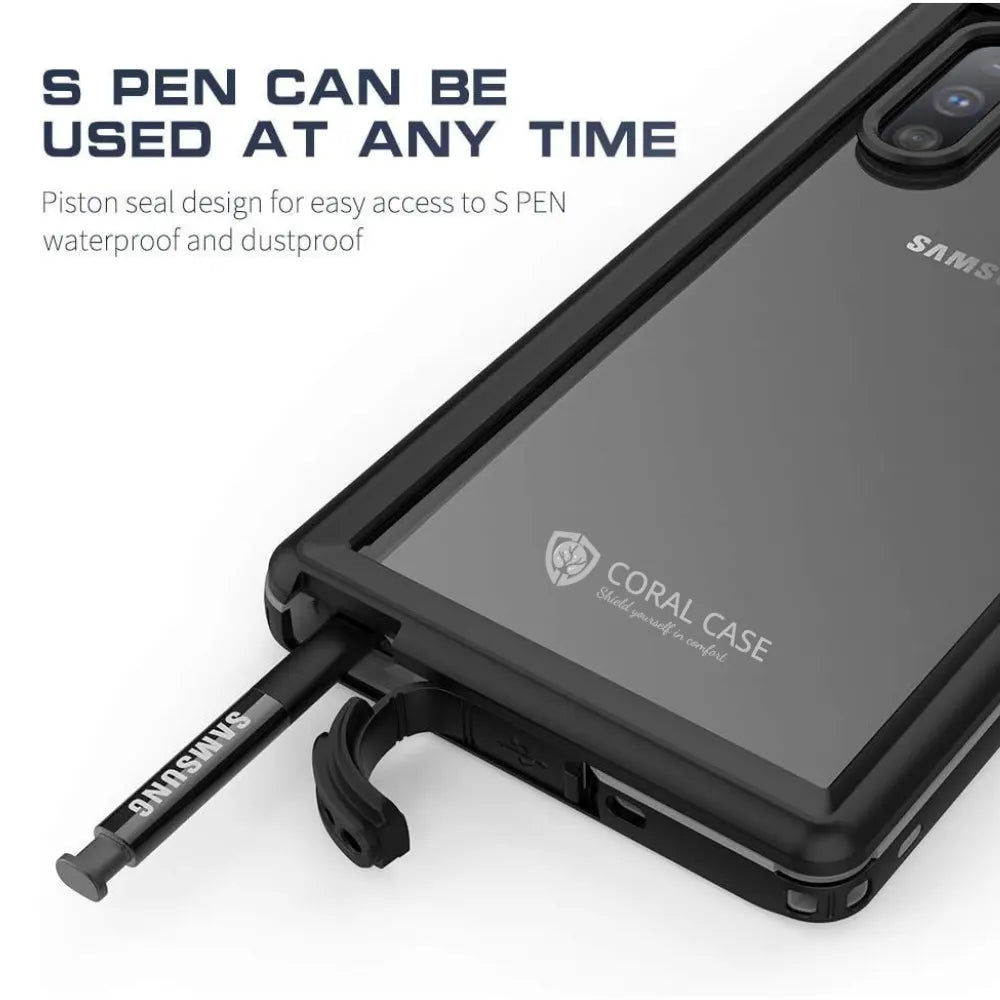 Galaxy Note 10 Plus Full Body Waterproof Shockproof Lifeproof Case Pen