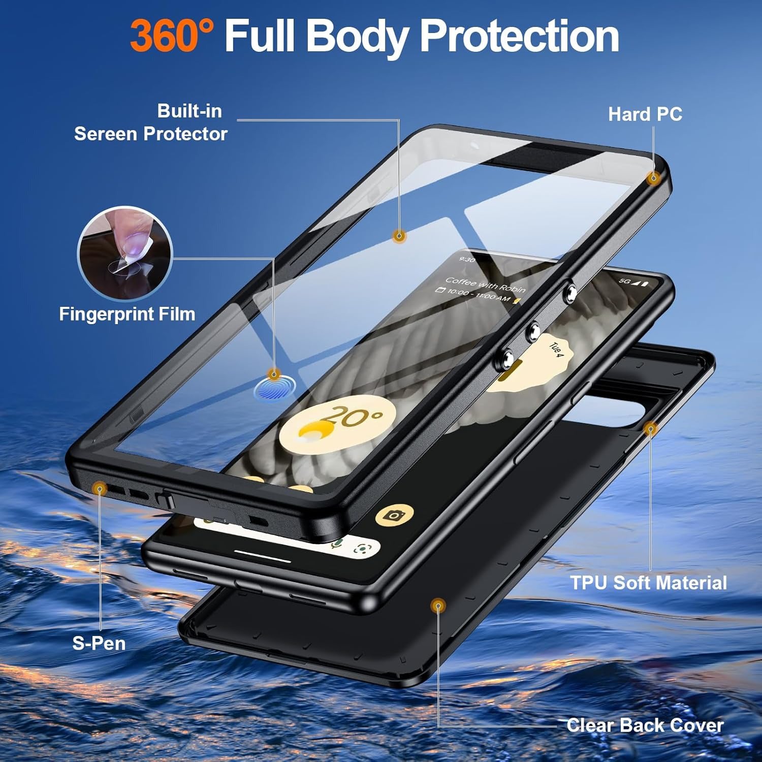 Google Pixel 7 Pro 5G Waterproof Shockproof Lifeproof Full Body Case 360 Degree Protection
