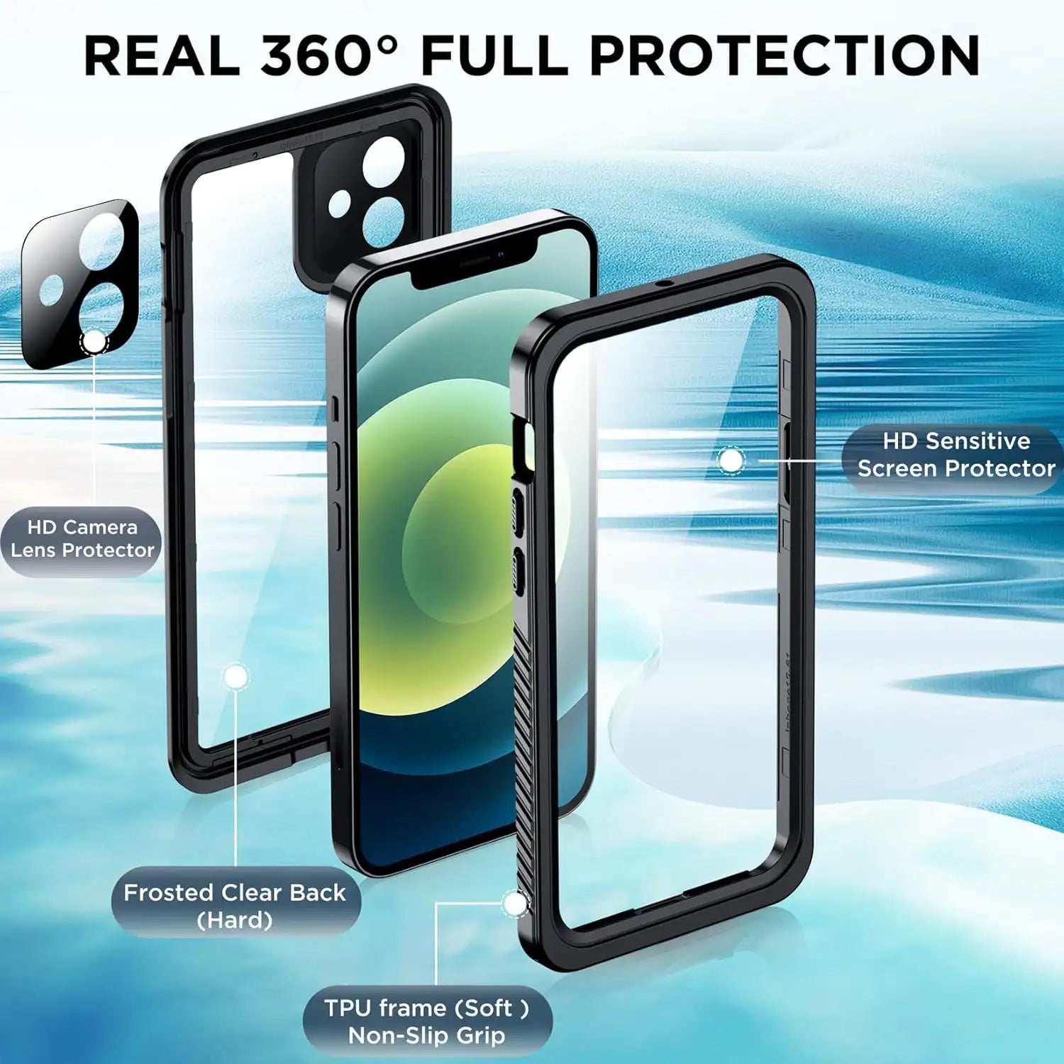 iPhone 12 Waterproof Case Full Body Lifeproof & shockproof - Coral Case 4