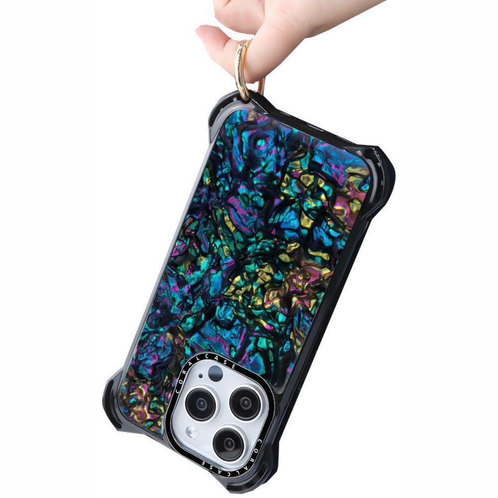 iPhone 15 Pro Max Abalone Shell MagSafe Compatible 7.5M Shockproof Dropproof case - front & rear view with ring 1