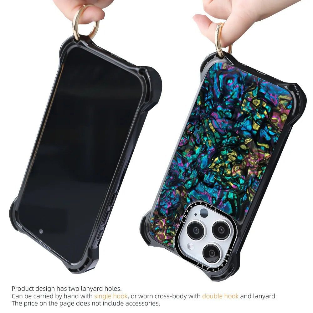 iPhone 15 Pro Max Abalone Shell MagSafe Compatible 7.5M Shockproof Dropproof case - front & rear view with ring