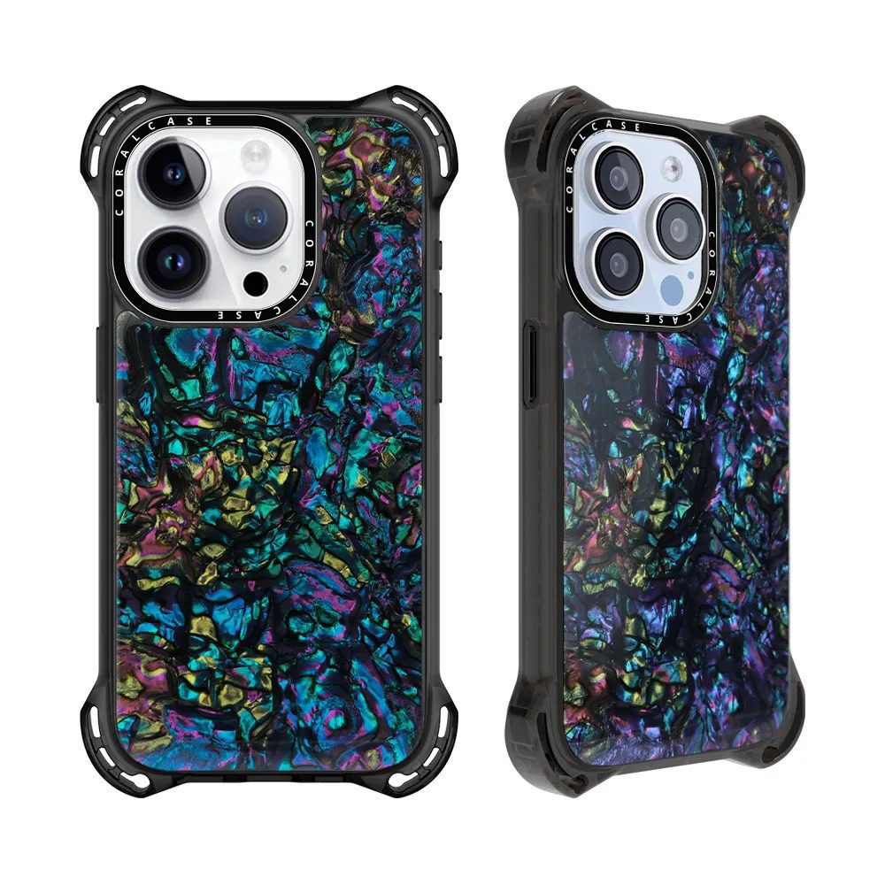 iPhone 15 Pro Max Abalone Shell MagSafe Compatible 7.5M Shockproof Dropproof case - rear view & angel rear view