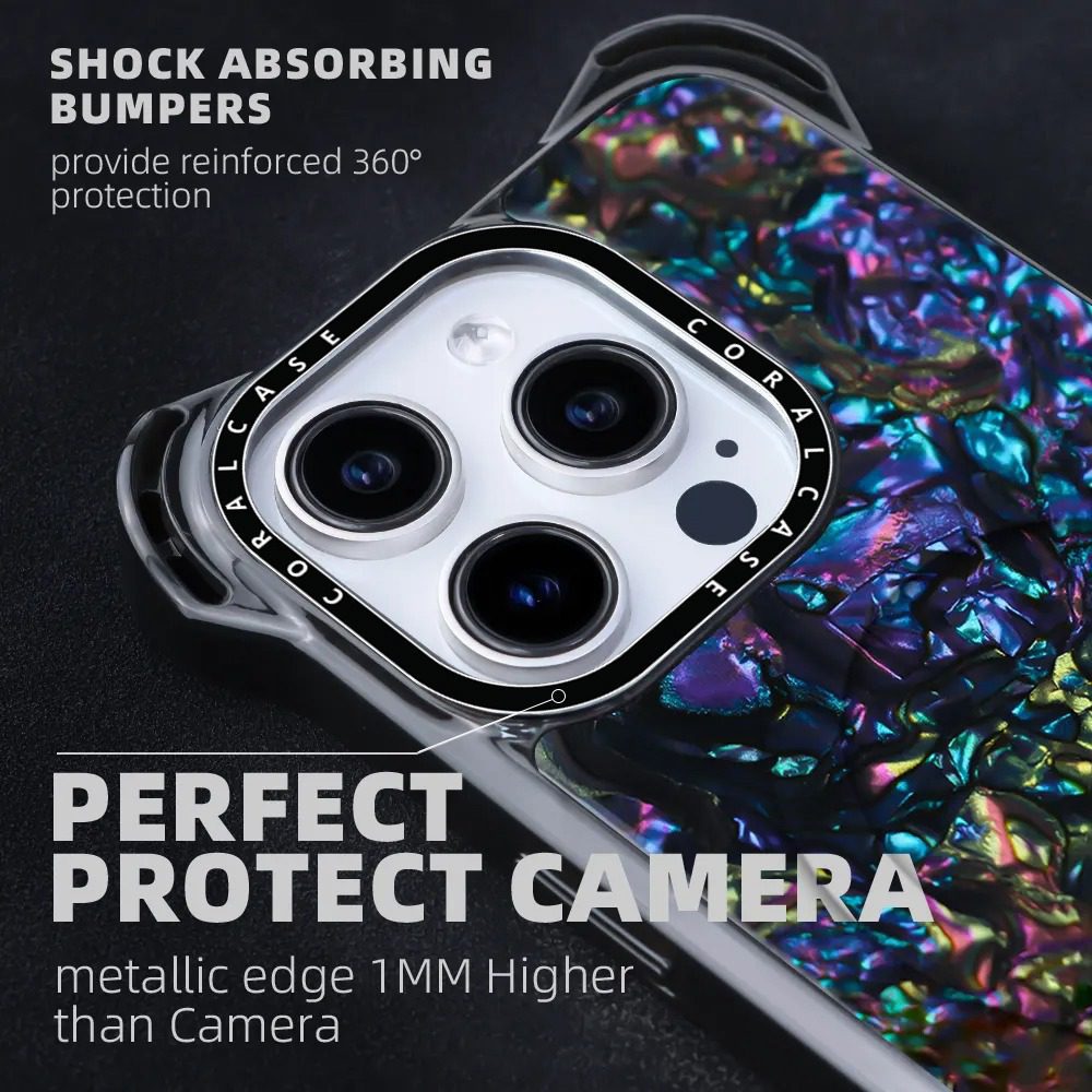 iPhone 14 Pro Max Abalone Shell MagSafe Compatible 7.5M Shockproof Dropproof case - close camera view