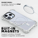 iPhone 15 Pro Max Transparent White Bounce Case MagSafe Compatible 7.5M Shockproof built-in Magnet