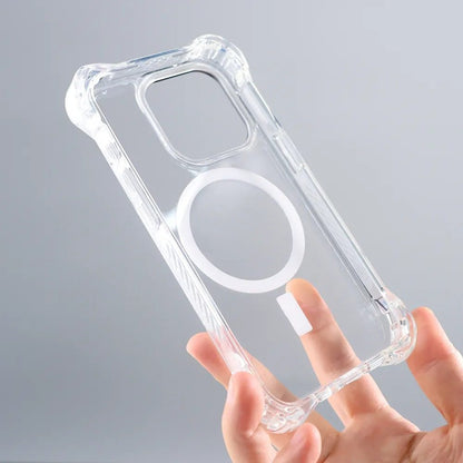 iPhone 15 Plus Transparent White Bounce Case MagSafe Compatible 7.5M Shockproof - clear