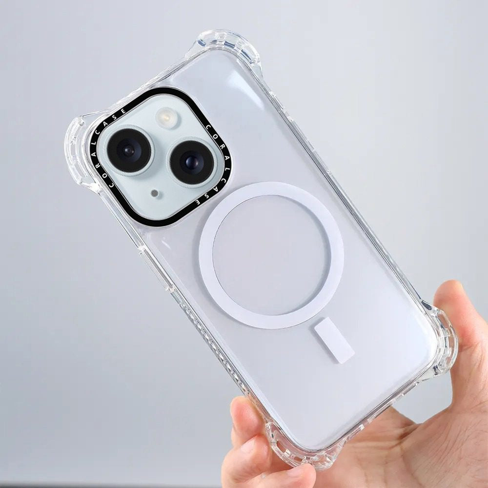 iPhone 15 Plus Transparent White Bounce Case MagSafe Compatible 7.5M Shockproof Dropproof
