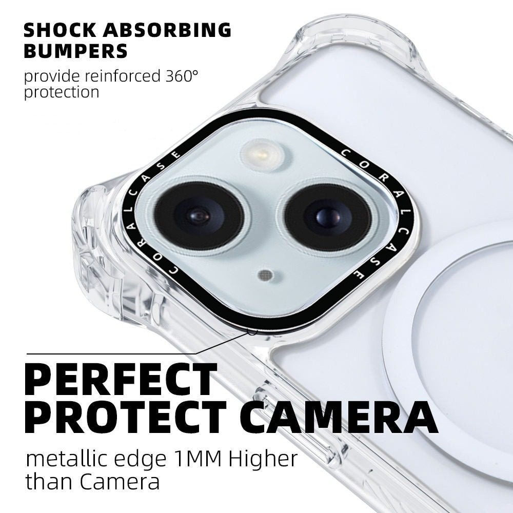 iPhone 15 Plus Transparent White Bounce Case MagSafe Compatible 7.5M Shockproof perfect protect Camera