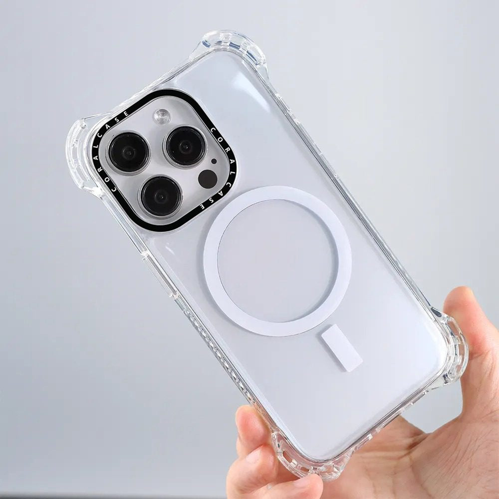 iPhone 14 Pro Max Transparent White Bounce Case MagSafe Compatible 7.5M Shockproof Dropproof