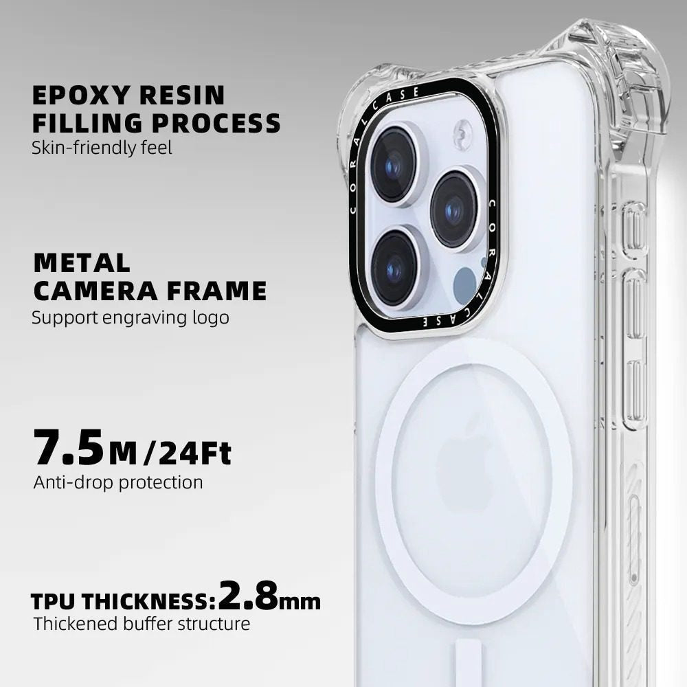 iPhone 14 Pro Transparent White Bounce Case MagSafe Compatible 7.5M Shockproof features