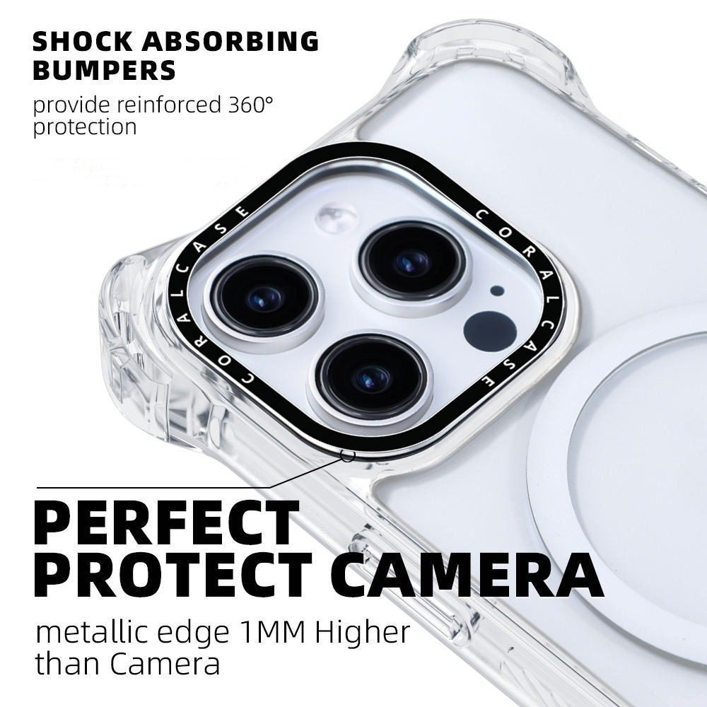 iPhone 16 Pro Transparent White Bounce Case MagSafe Compatible 7.5M Shockproof perfect protect Camera
