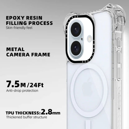 iPhone 16 Transparent White Bounce Case MagSafe Compatible 7.5M Shockproof features