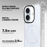 iPhone 16 Transparent White Bounce Case MagSafe Compatible 7.5M Shockproof features