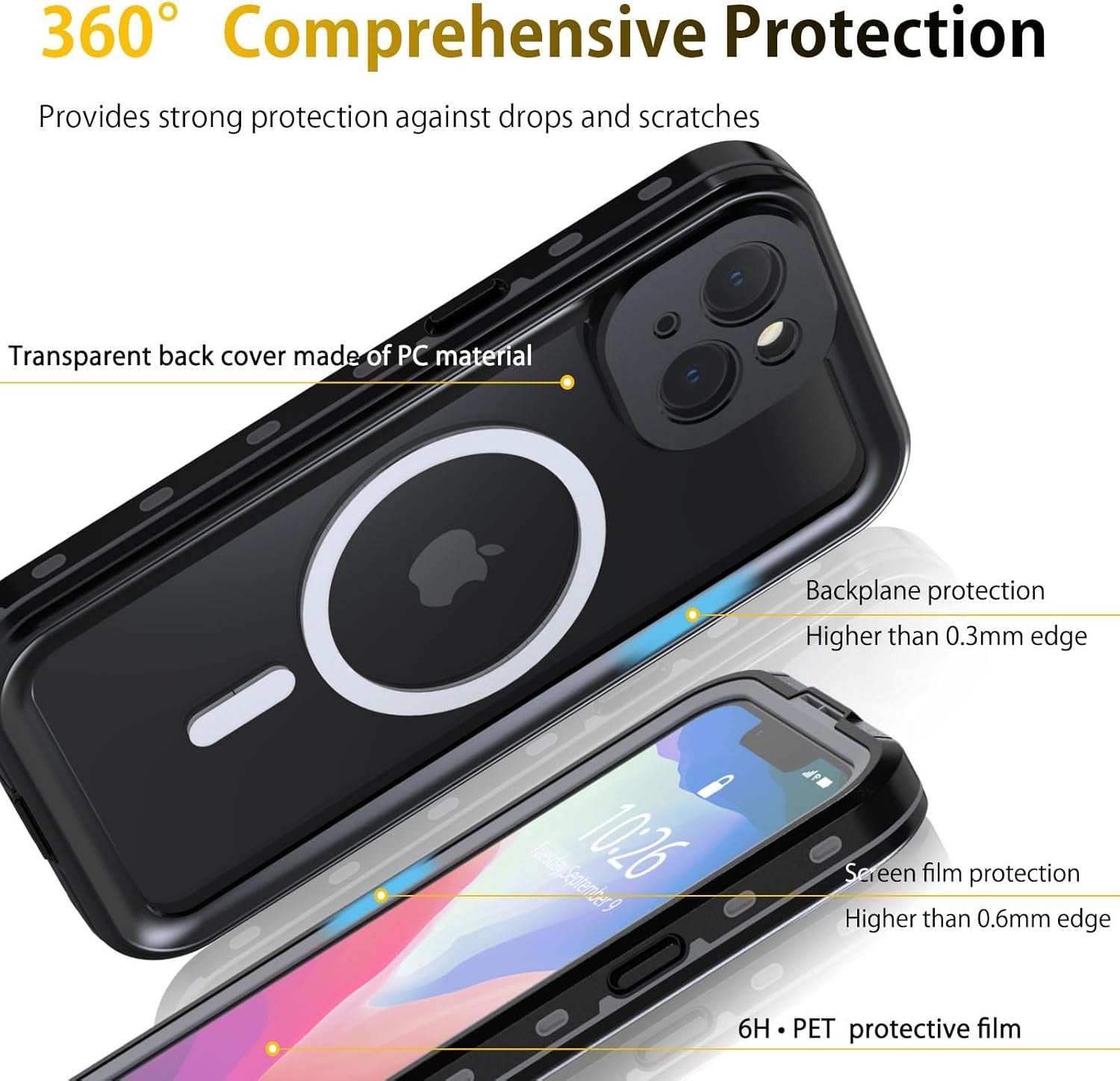 iPhone 15 Plus Lifeproorf Waterproof Dustproof case Shockproof 360 dgree protection