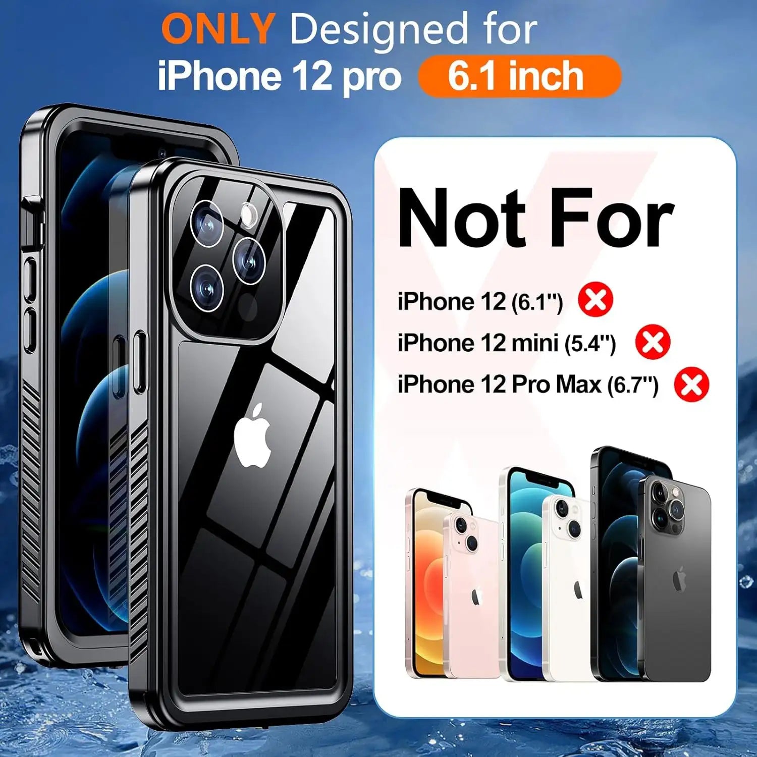 iPhone 12 Pro Waterproof Case Full Body Lifeproof & shockproof - Coral Case 4