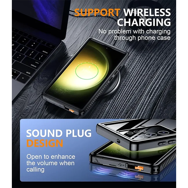 6Samsung Galaxy S23 Ultra Waterproof Case heavy duty Shockproof & wireless charging case.