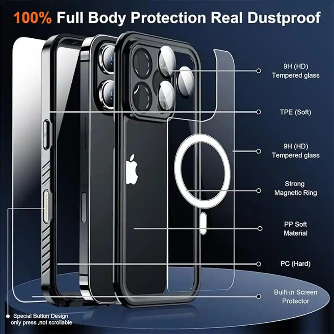 iPhone 16 Pro Max Waterproof MagSafe Case Shockproof And Lifeproof full body protection