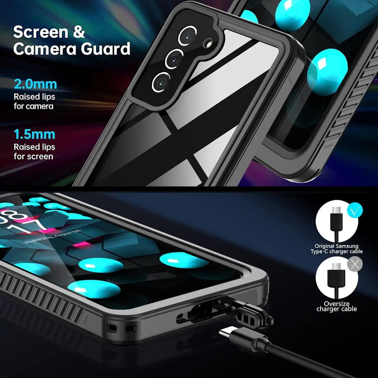 Samsung Galaxy S21 FE Full Body Waterproof Shockproof Lifeproof Case Screen And Camera Guard