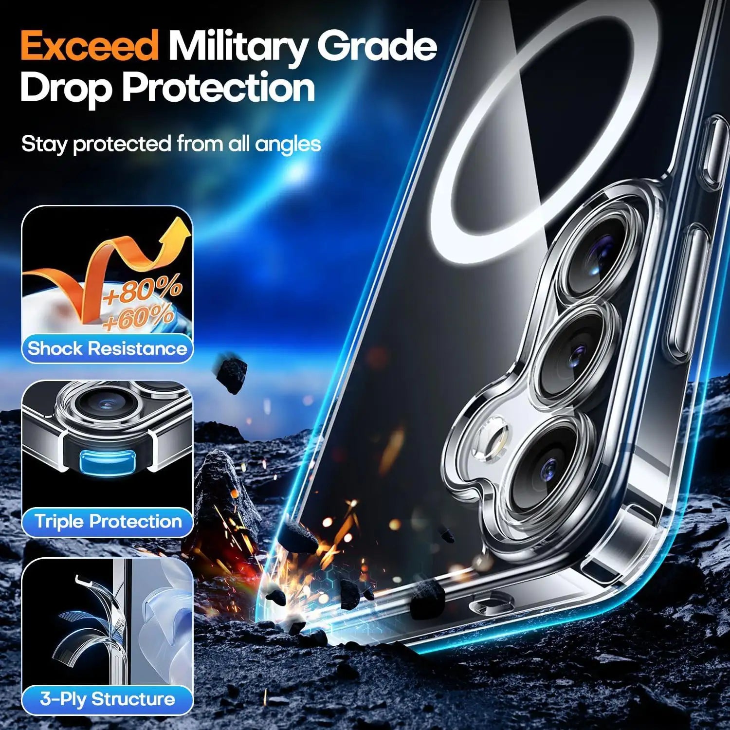 Samsung S25 Plus Case Clear, [Compatible with Magsafe][Military-Grade Protection]