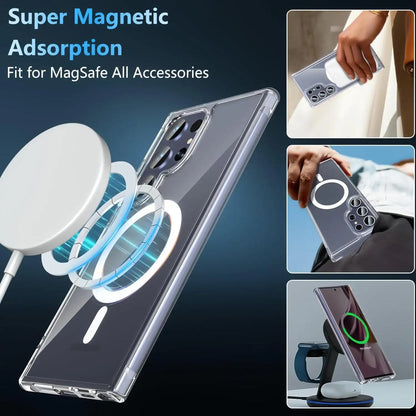 Samsung S25 Ultra Case Clear, [Compatible with Magsafe][Military-Grade Protection] Shockproof Slim Magnetic Case