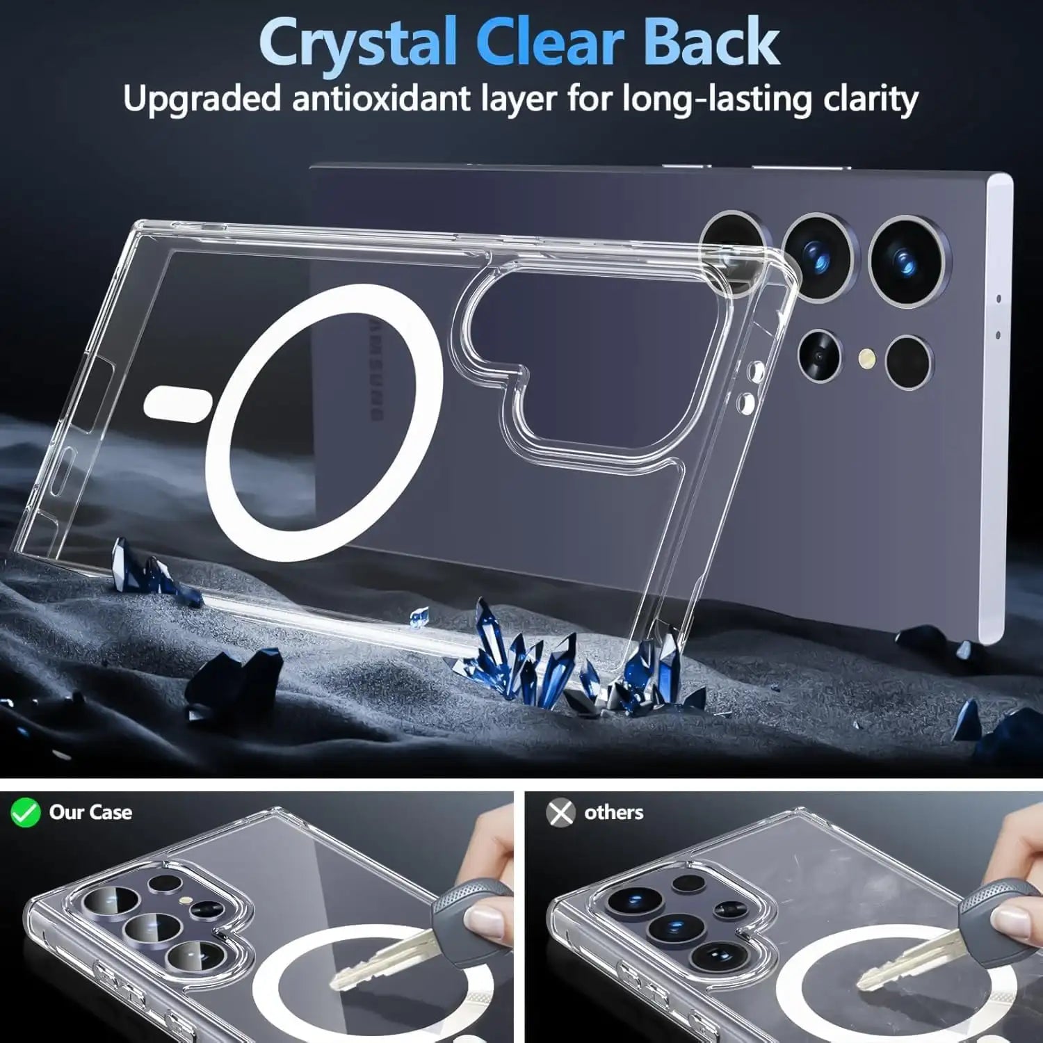Samsung S25 Ultra Case Clear, [Compatible with Magsafe][Military-Grade Protection] Shockproof Slim Magnetic Phone Case