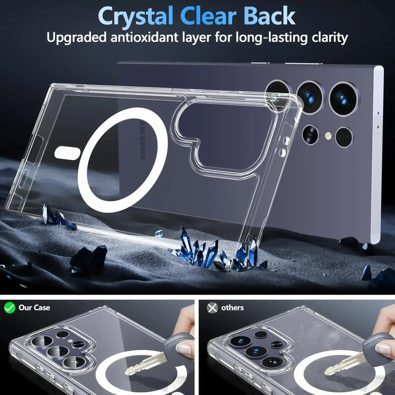 Samsung S25 Ultra Case Clear, [Compatible with Magsafe][Military-Grade Protection] Shockproof Slim Magnetic Phone Case