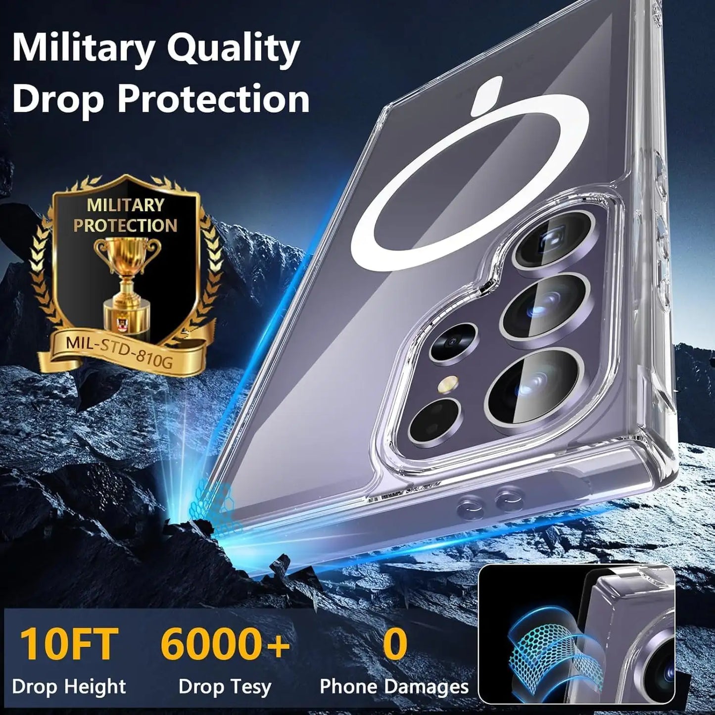 Samsung S25 Ultra Case Clear, [Compatible with Magsafe][Military-Grade Protection] Shockproof Slim Magnetic Phone
