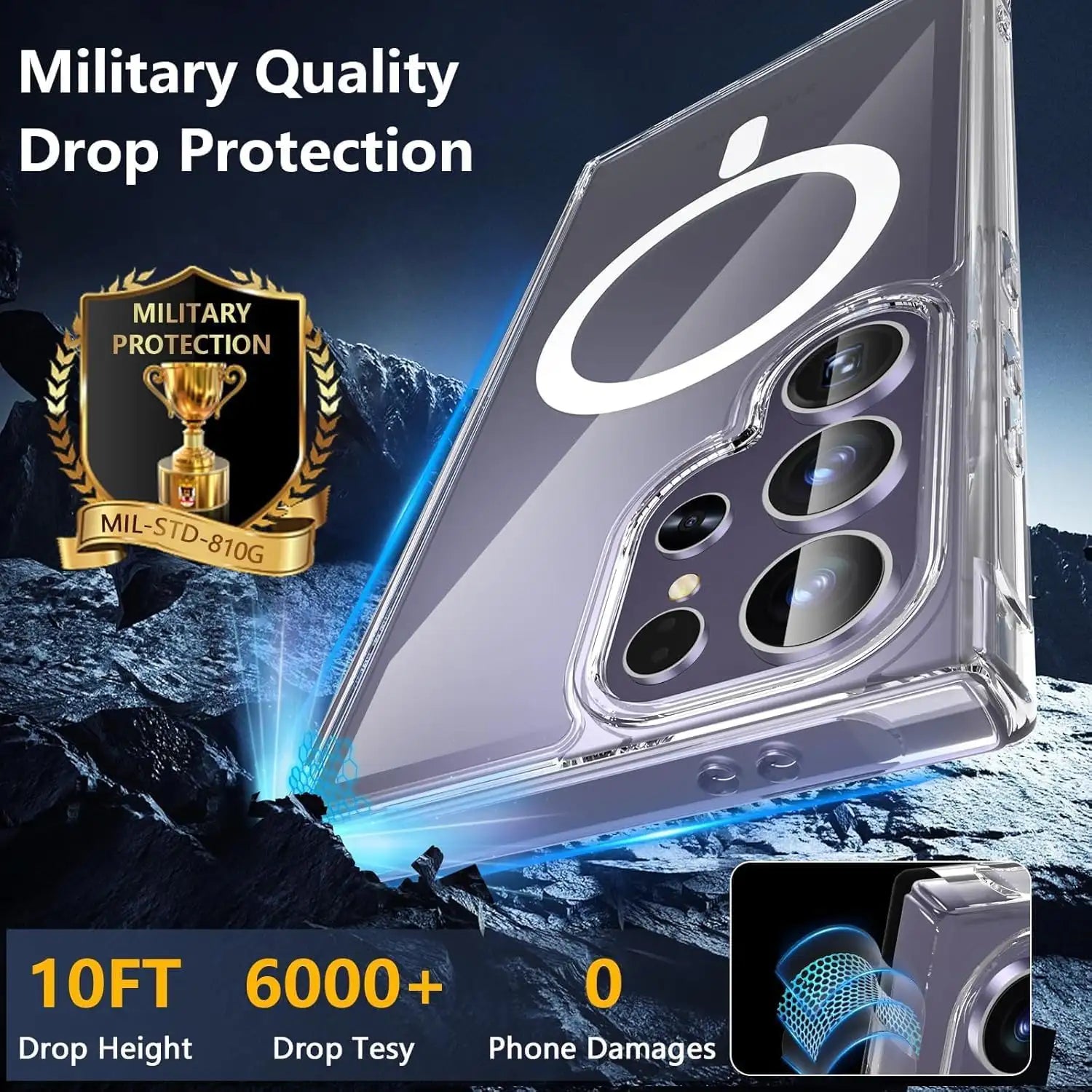 Samsung S25 Ultra Case Clear, [Compatible with Magsafe][Military-Grade Protection] Shockproof Slim Magnetic Phone