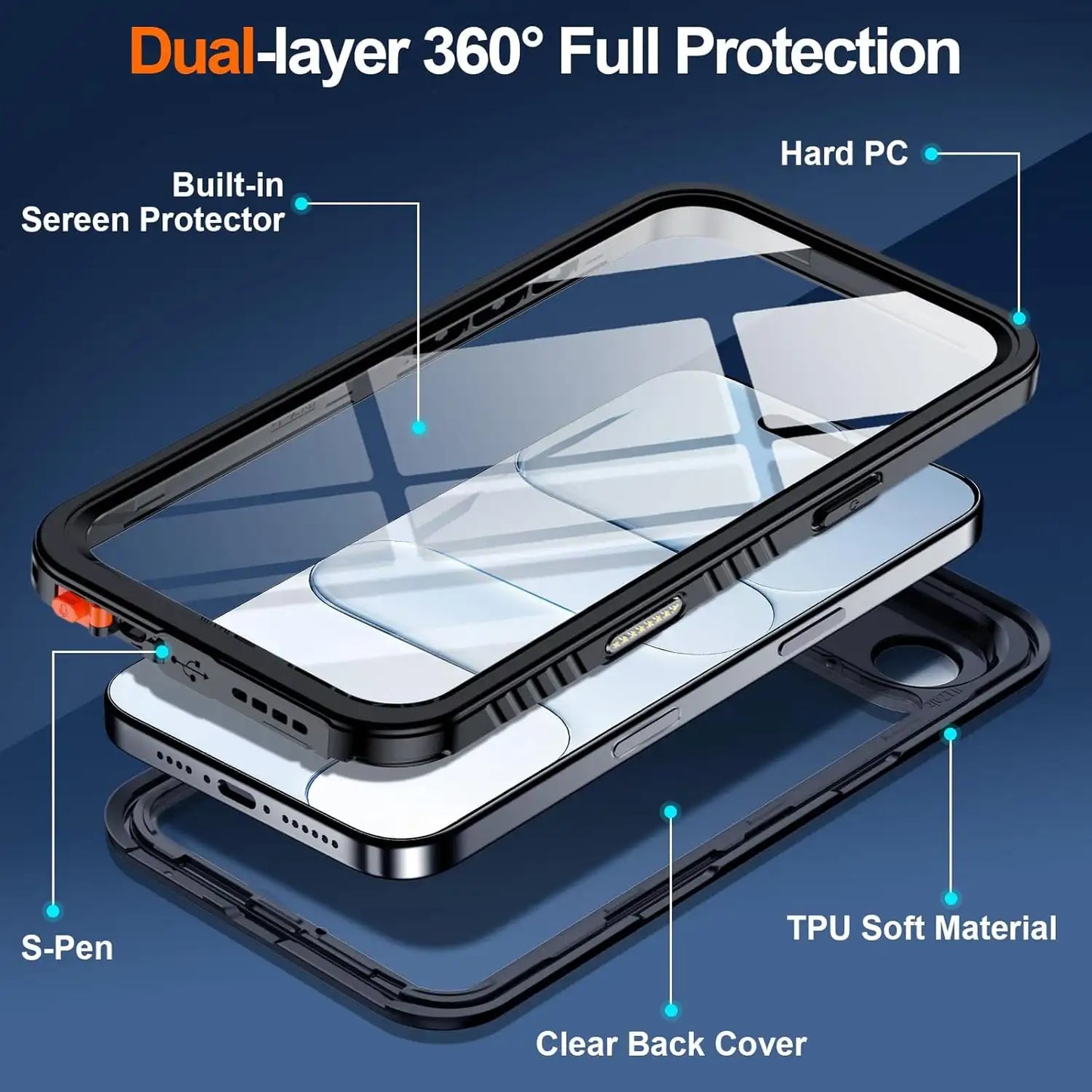 iPhone 17 Air Full Body Waterproof Shockproof Case Coral Case