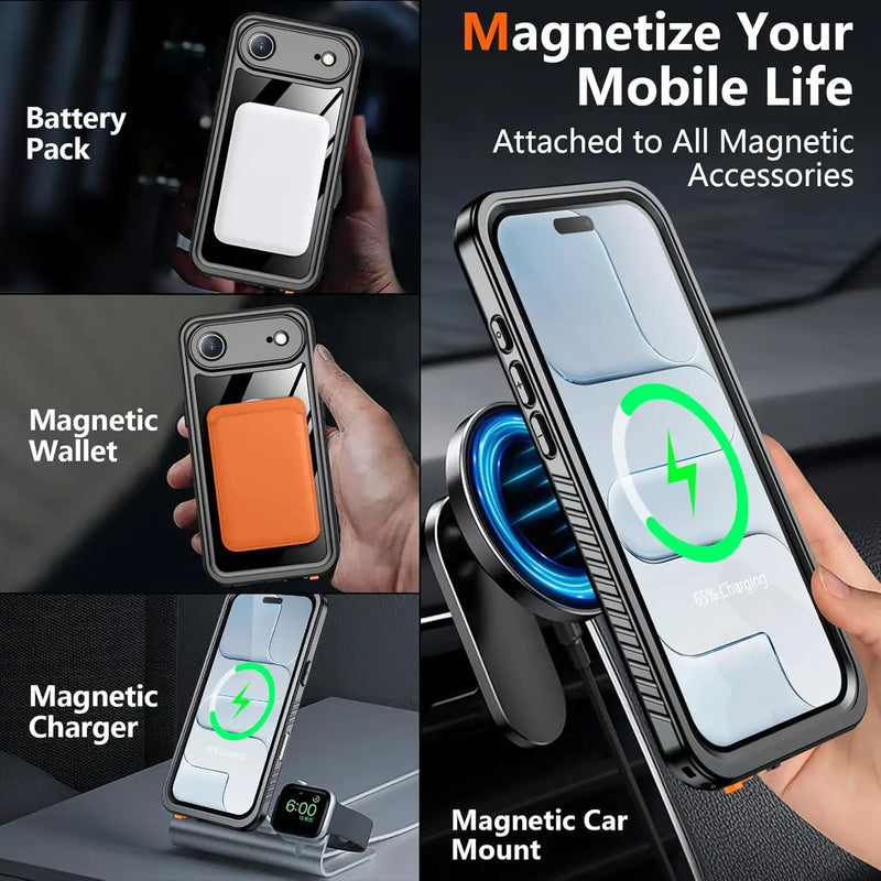 iPhone 17 Air Waterproof Shockproof Case wireless charging support Coral Case